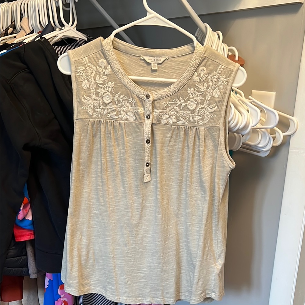 Lucky Brand Oatmeal Sleeveless Top